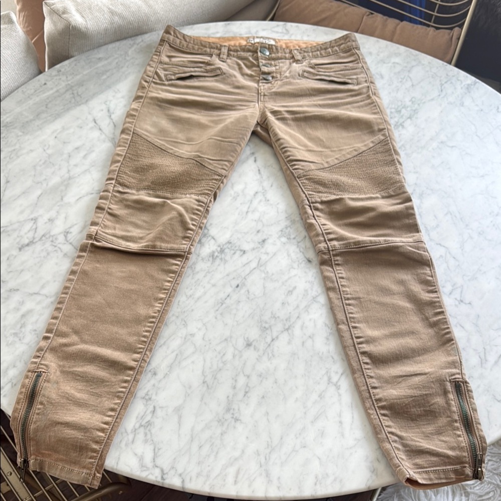 Free People Tan High Rise Jeans with Soft Worn-In Look